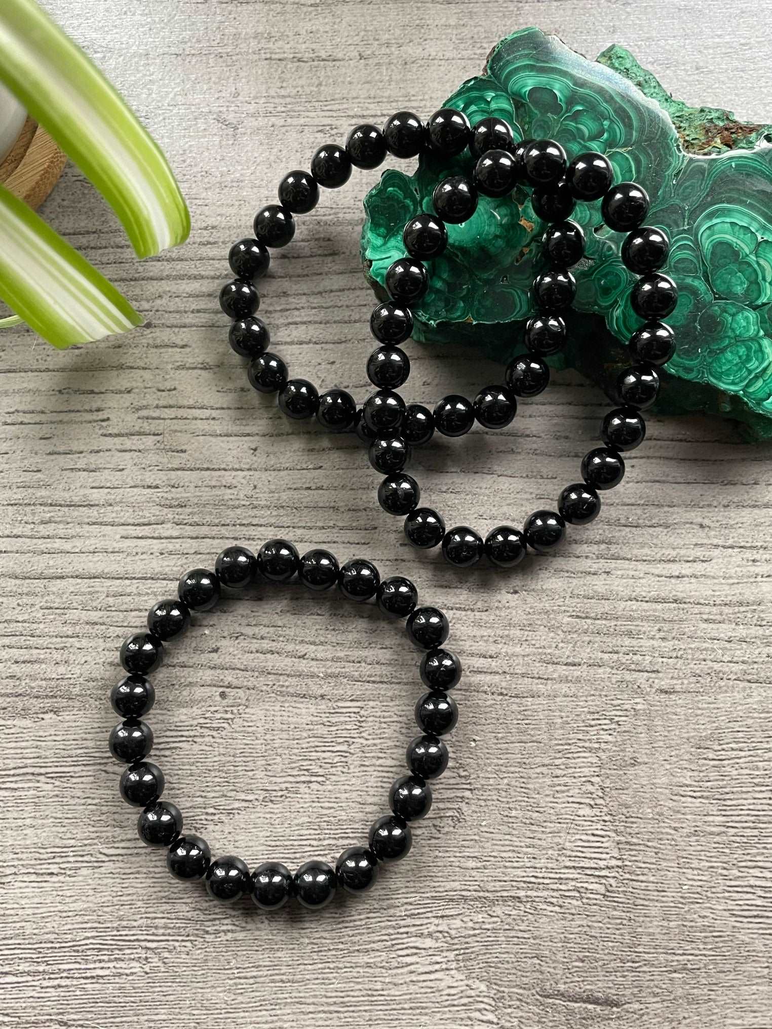Black Tourmaline Bracelet (8mm) - The Wandering Fox Emporium, Your Crystal Store selection