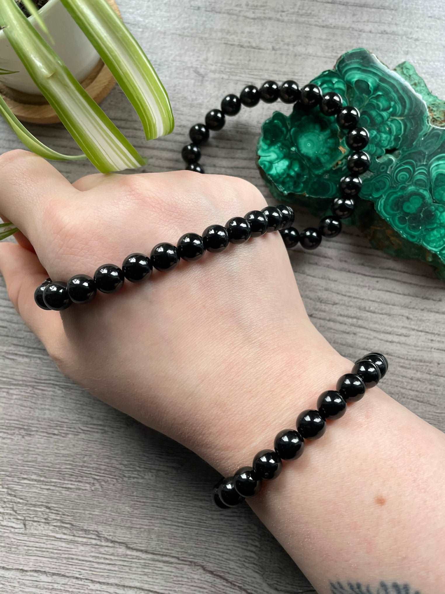 Black Tourmaline Bracelet (8mm) - The Wandering Fox Emporium, Your Crystal Store example