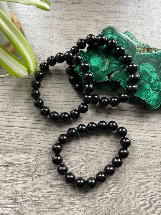 Black Tourmaline Bracelet (10mm) - The Wandering Fox Emporium, Your Crystal Store selection