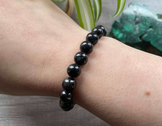 Arfvedsonite Bracelet 8mm - The Wandering Fox Emporium, Your Crystal Store