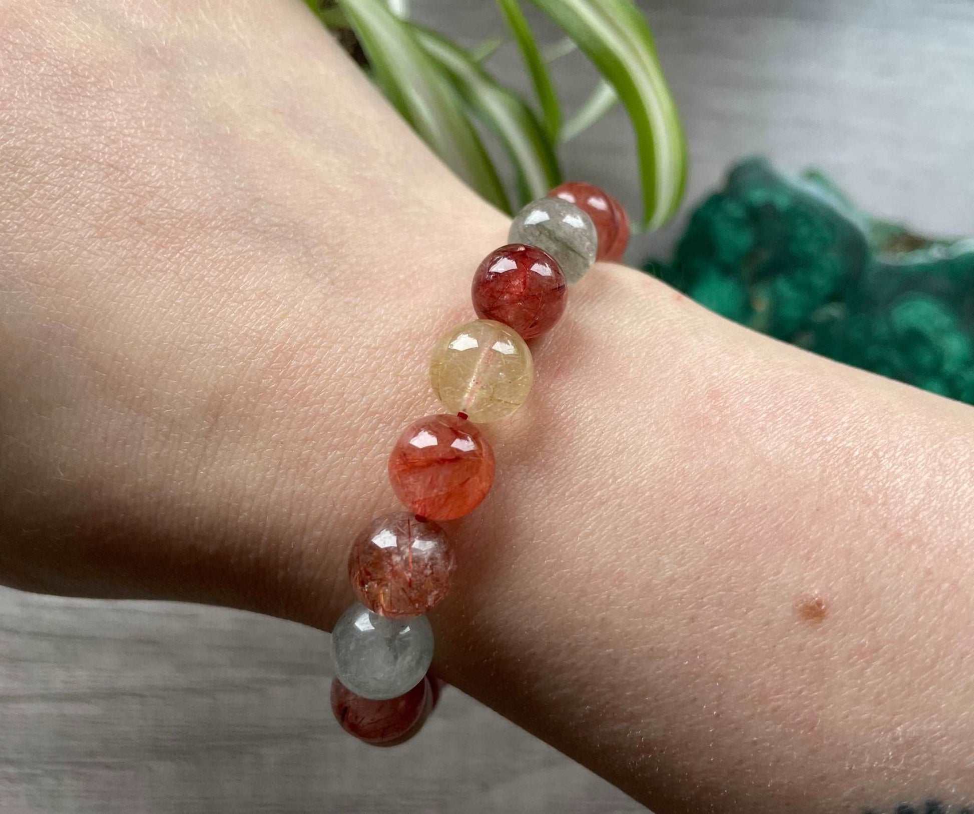 Colourful Rutilated Quartz Bracelet 10mm - The Wandering Fox Emporium, Your Crystal Store