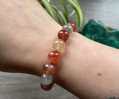 Colourful Rutilated Quartz Bracelet 10mm - The Wandering Fox Emporium, Your Crystal Store