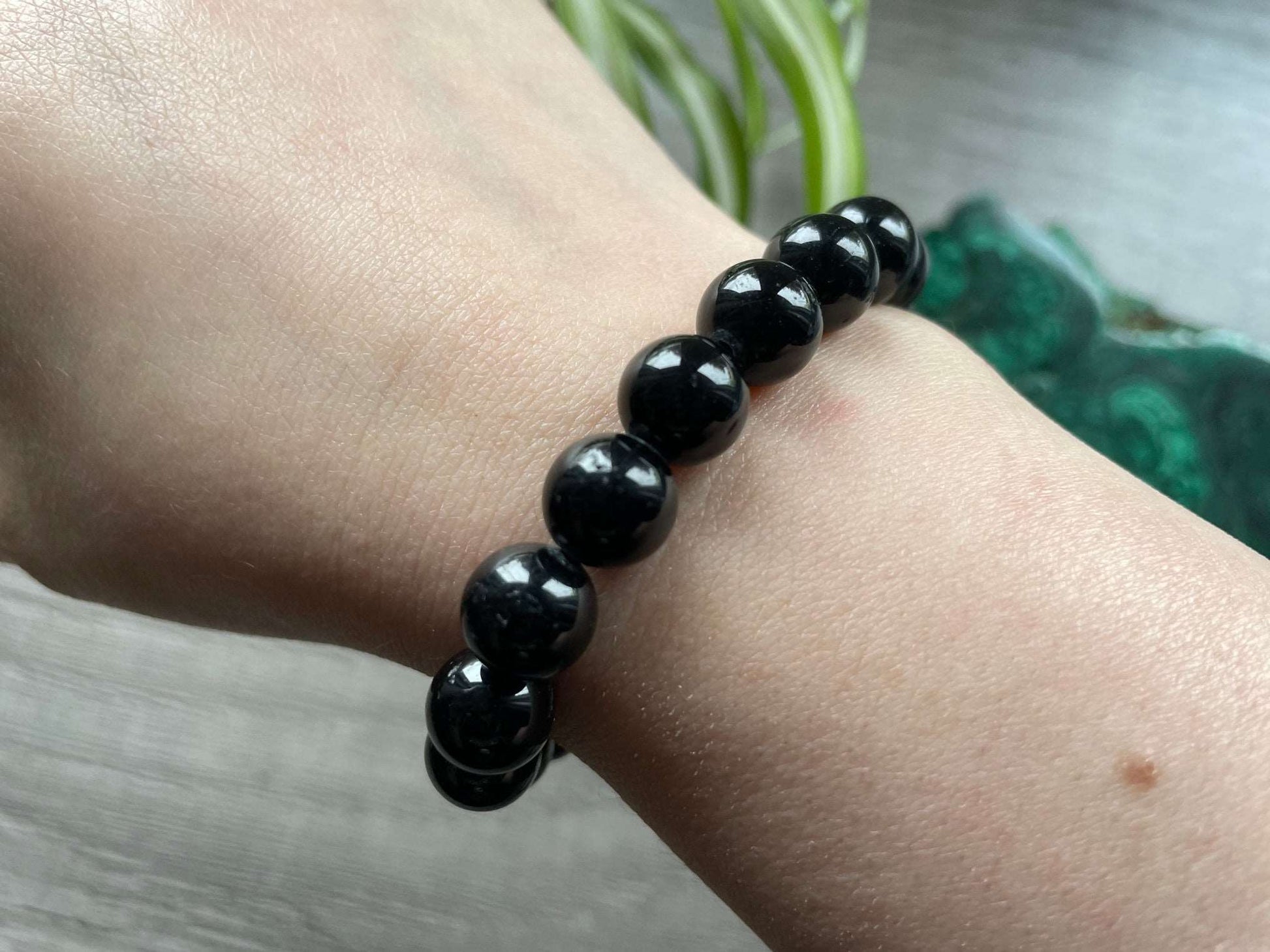 Black Tourmaline Bracelet (10mm) - The Wandering Fox Emporium, Your Crystal Store
