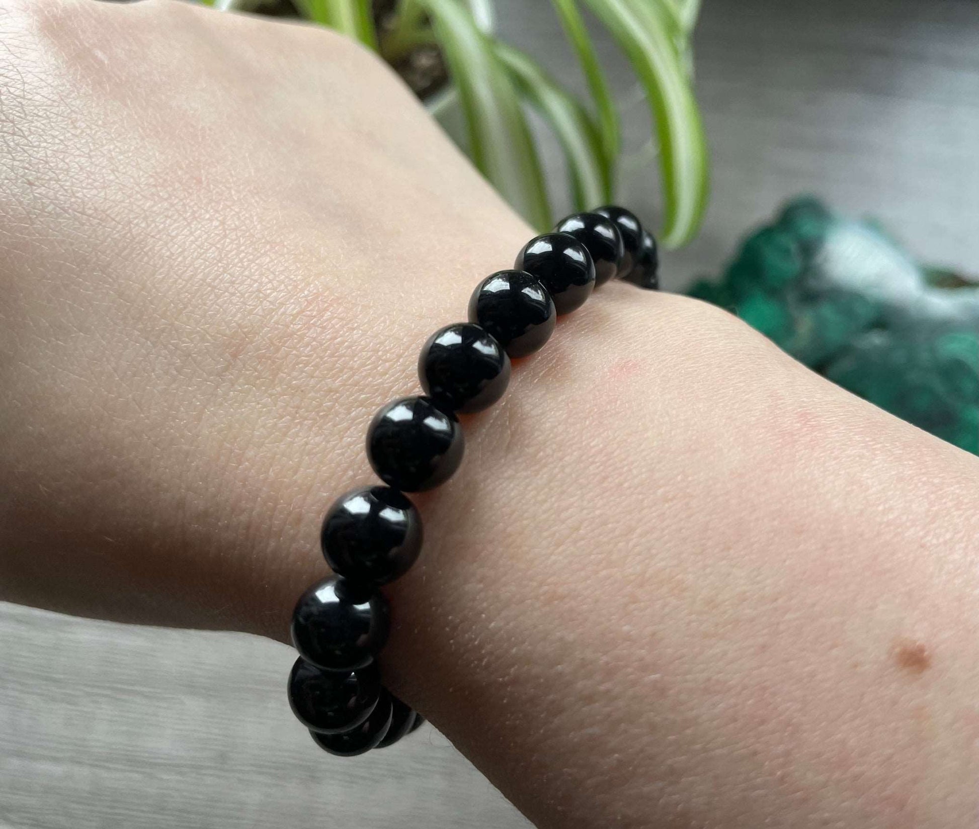 Black Tourmaline Bracelet (8mm) - The Wandering Fox Emporium, Your Crystal Store