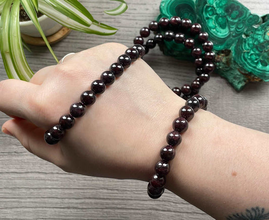 Garnet Bracelet 9mm - The Wandering Fox Emporium, Your Crystal Store selection