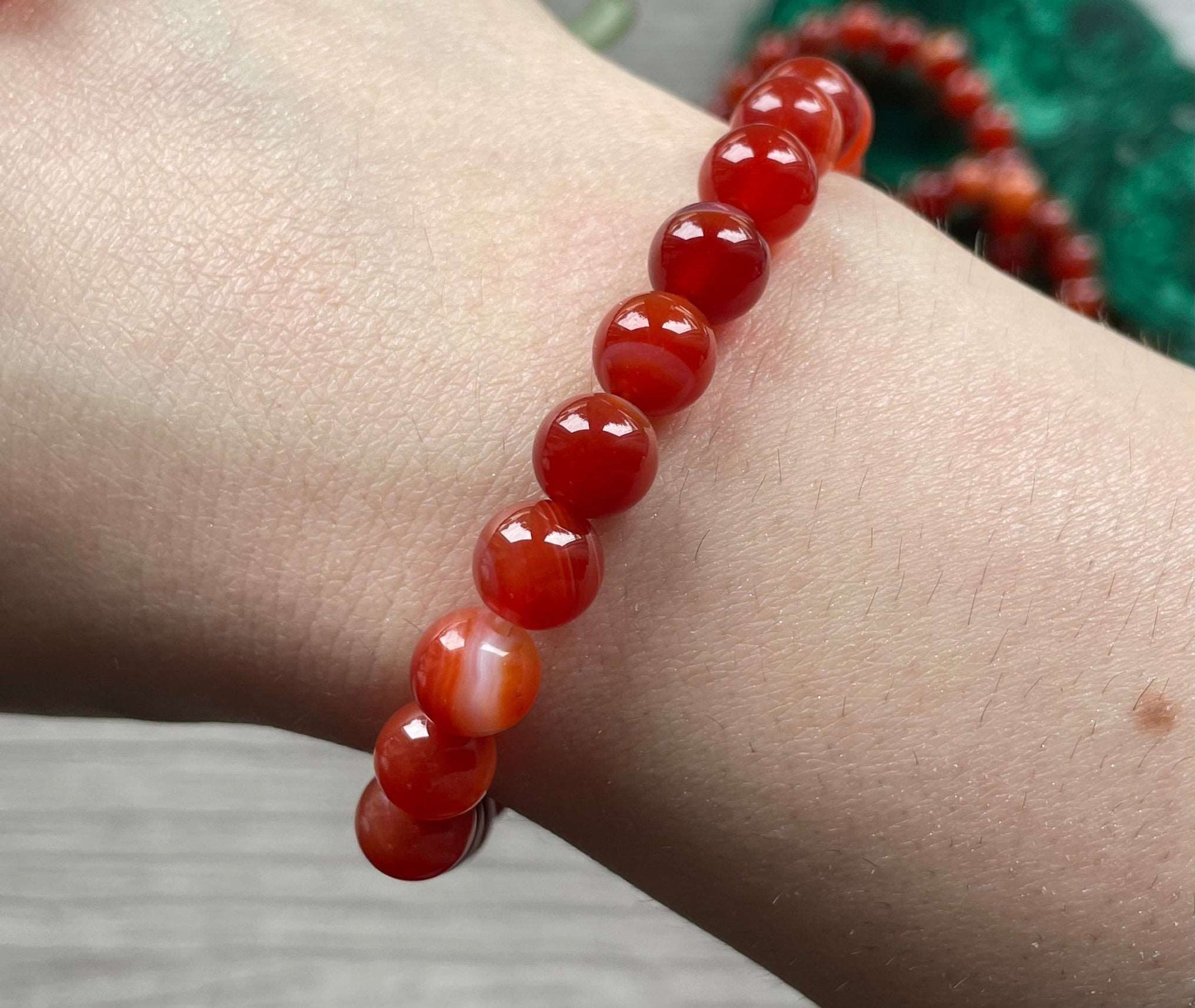 Carnelian Bracelet 8mm - The Wandering Fox Emporium, Your Crystal Store