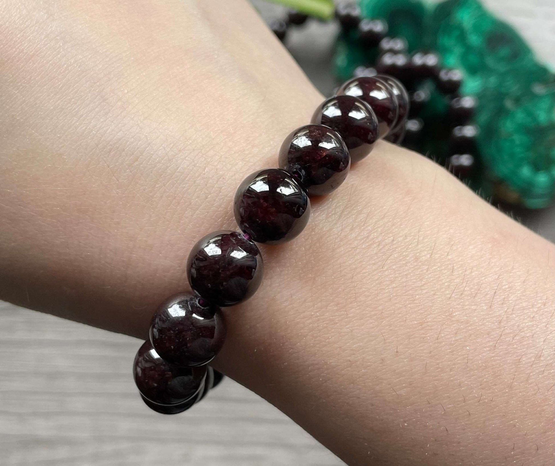 Garnet Bracelet 11mm - The Wandering Fox Emporium, Your Crystal Store