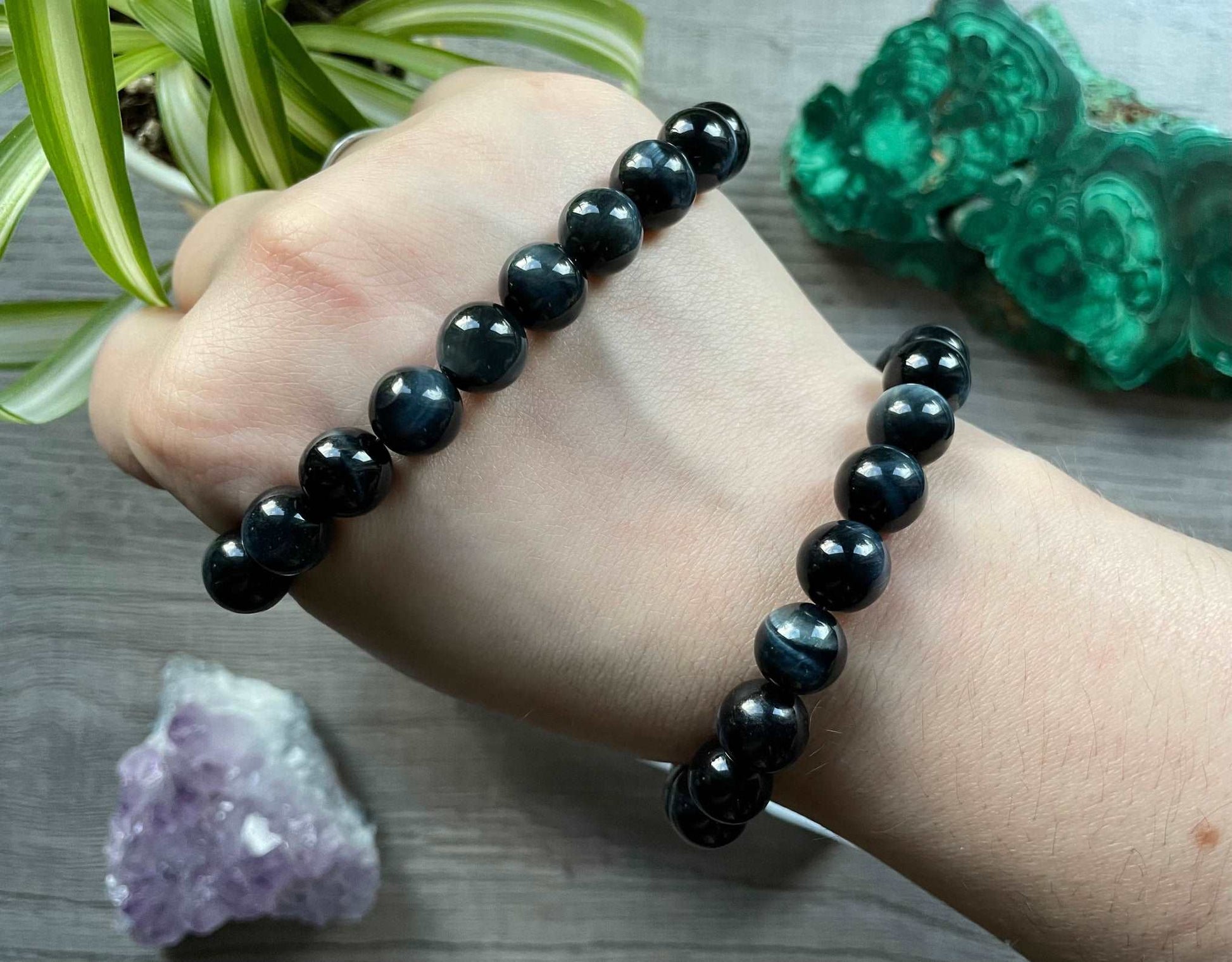 Blue Tiger's Eye Bracelet 10mm - The Wandering Fox Emporium, Your Crystal Store selection