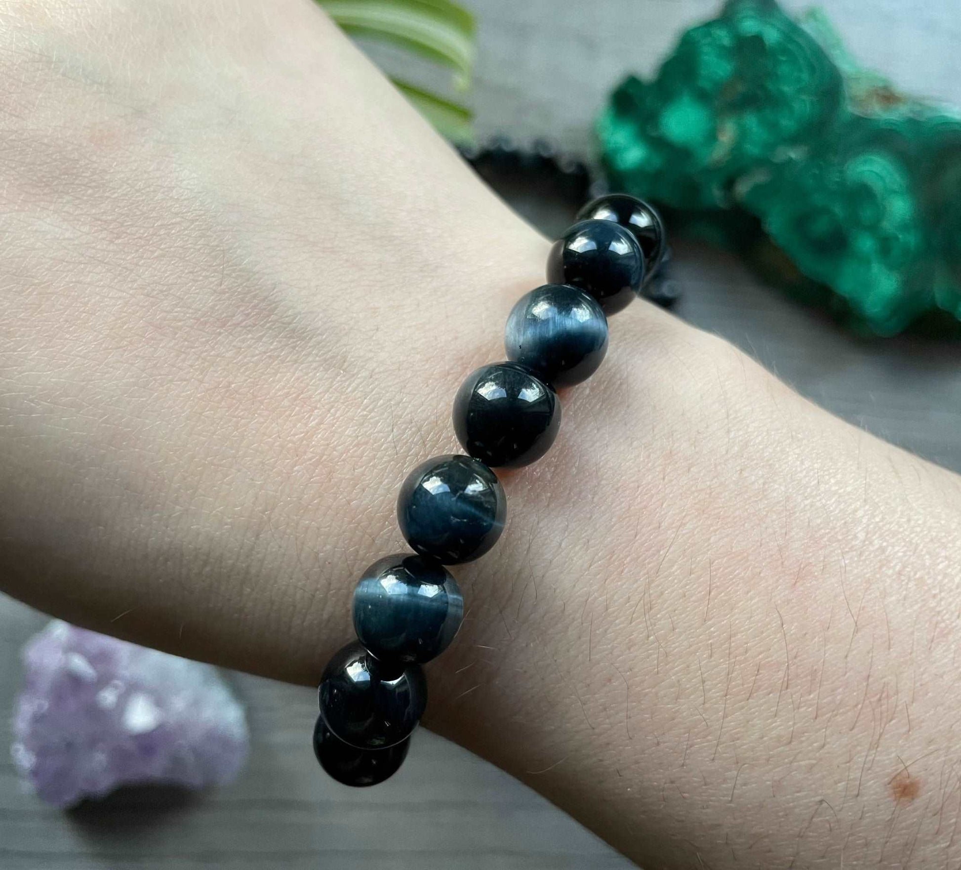 Blue Tiger's Eye Bracelet 10mm - The Wandering Fox Emporium, Your Crystal Store
