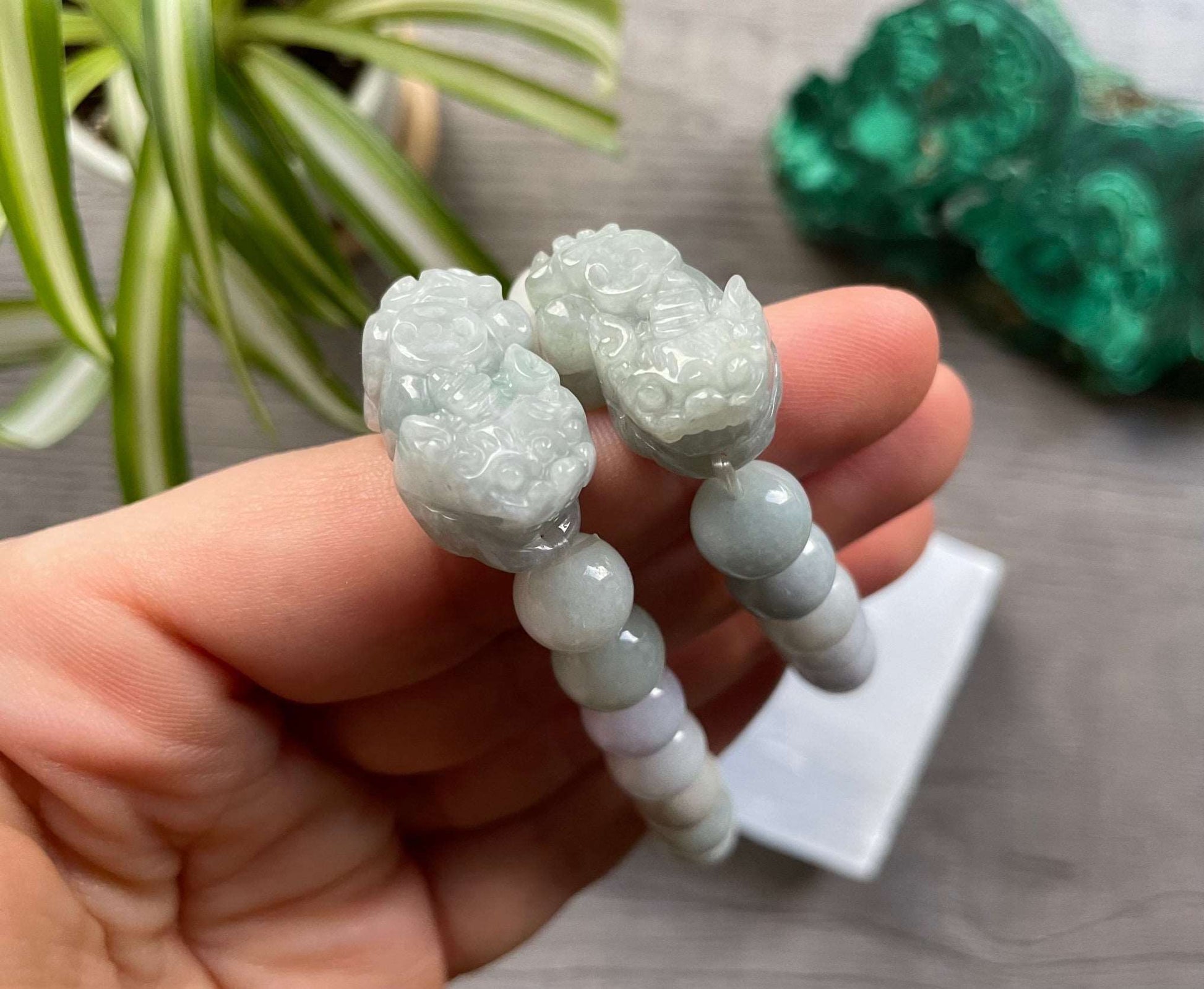 Genuine Hetian Jade Bracelet with Pixiu 10mm - The Wandering Fox Emporium, Your Crystal Store pixiu pair