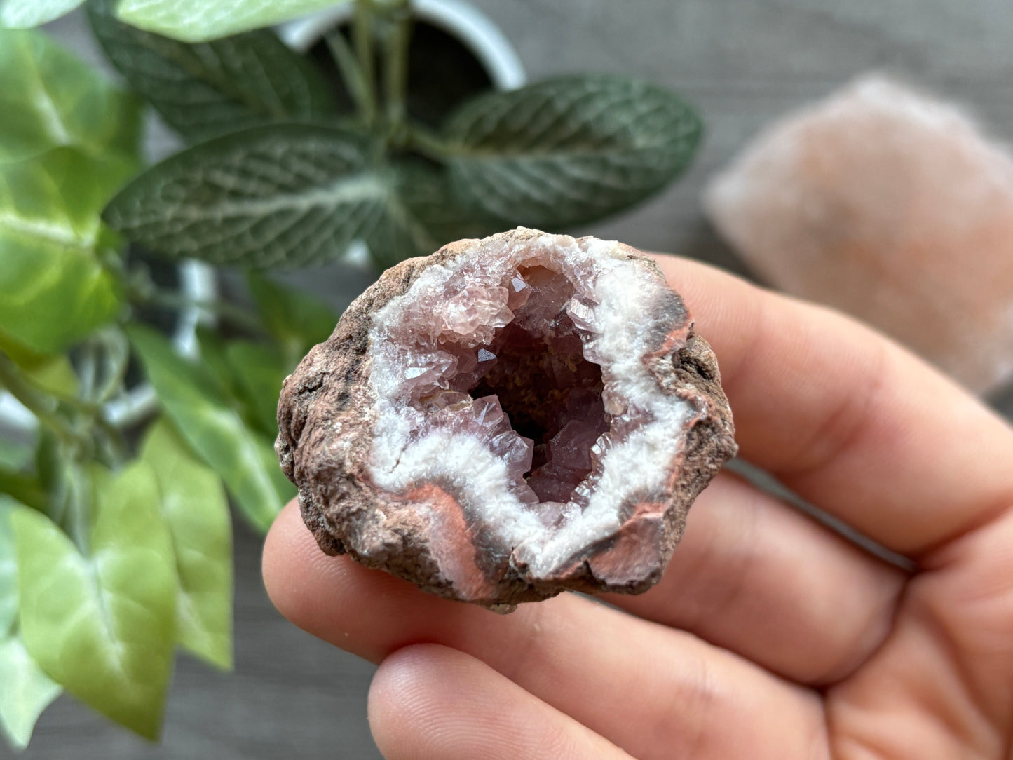 Pink Amethyst Geode Crystal Cluster (F)