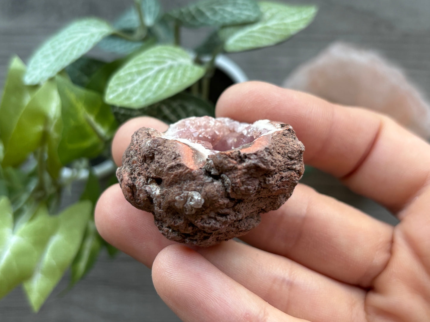 Pink Amethyst Geode Crystal Cluster (F)