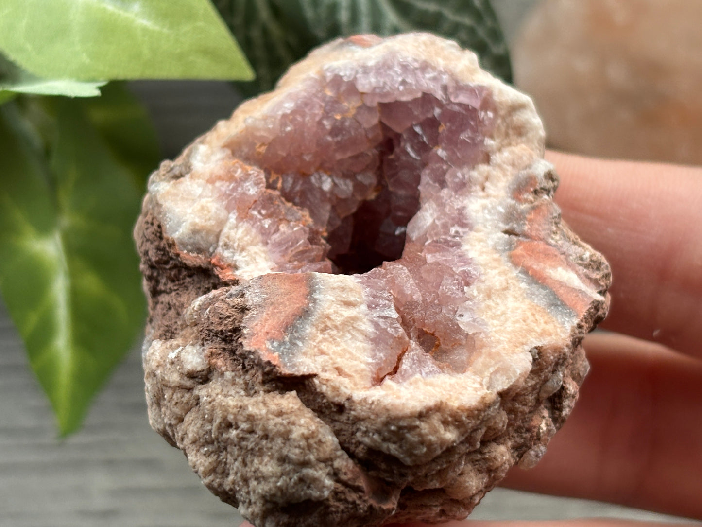 Pink Amethyst Geode Crystal Cluster (M)