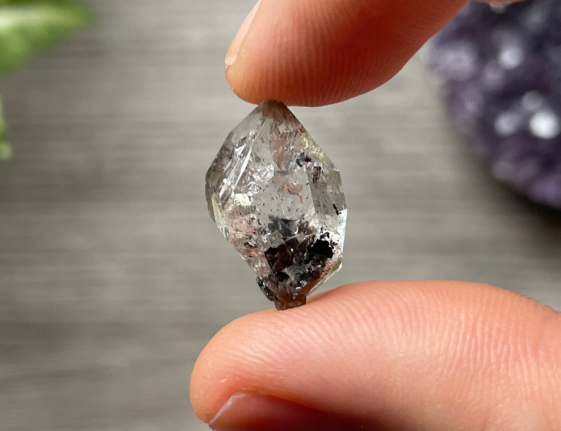 Herkimer Diamond Crystal with Anthraxolite Inclusions (J) 3