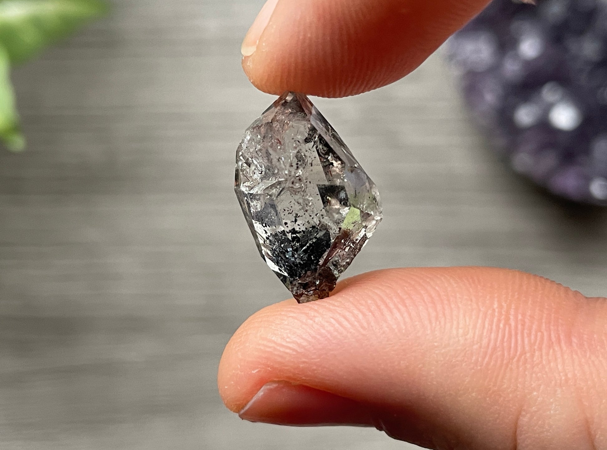 Herkimer Diamond Crystal with Anthraxolite Inclusions (J) 2