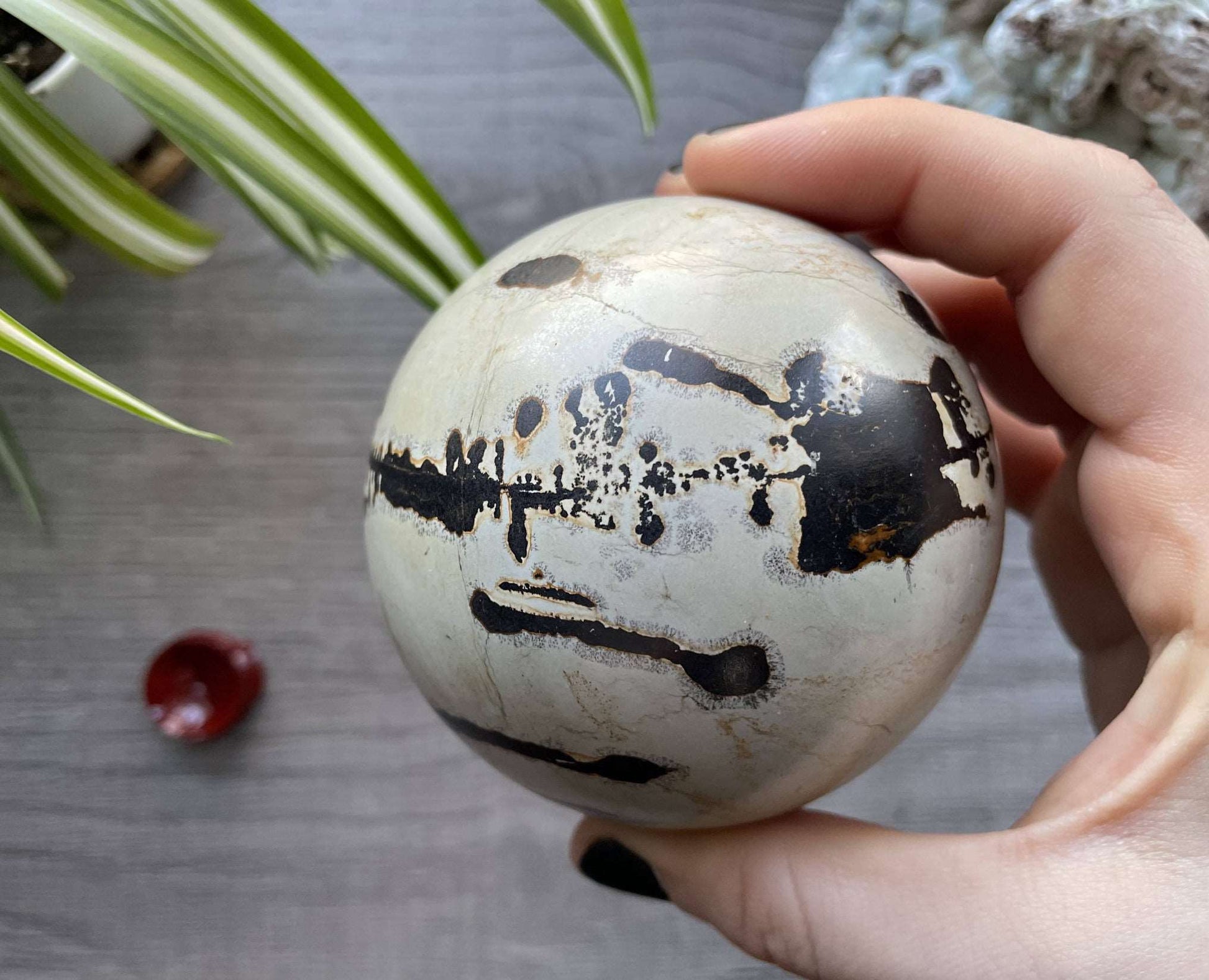Chinese Painting Stone Sphere - 79mm (Z) - The Wandering Fox Emporium, Your Crystal Store side