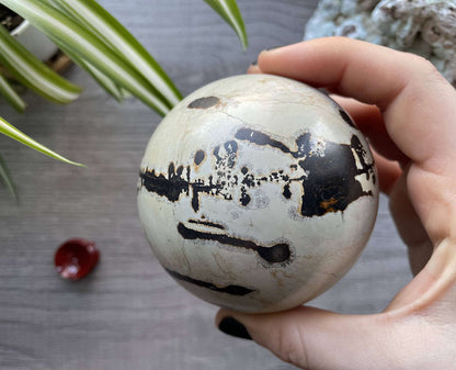 Chinese Painting Stone Sphere - 79mm (Z) - The Wandering Fox Emporium, Your Crystal Store side