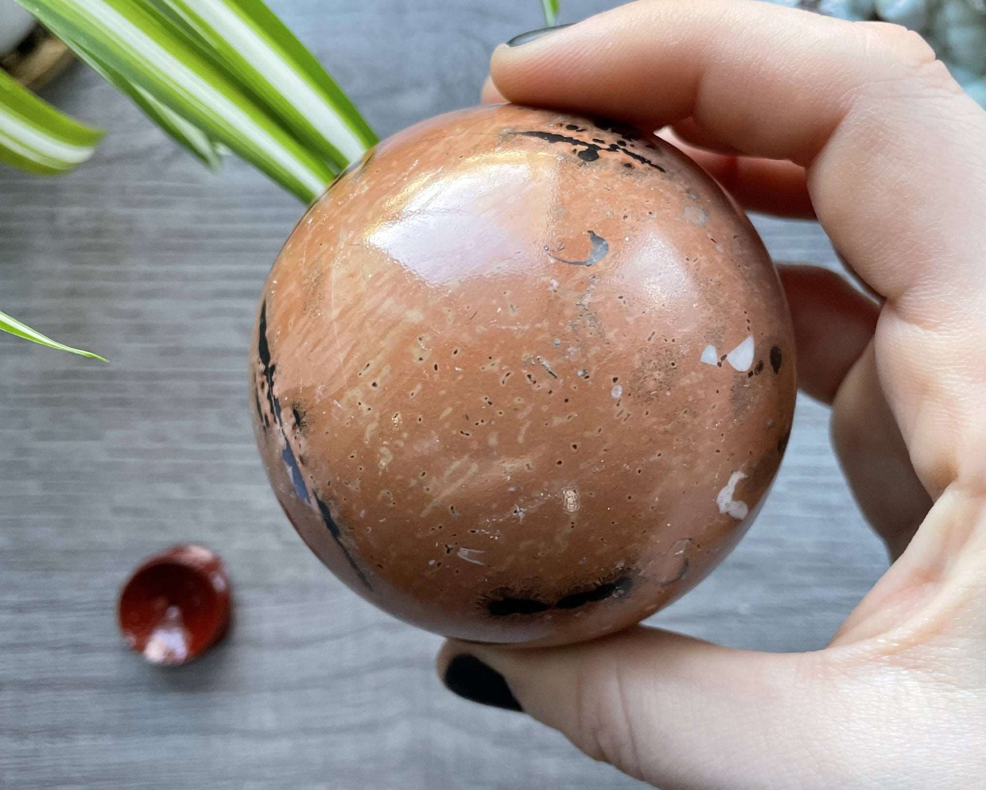 Chinese Painting Stone Sphere - 73mm (W) - The Wandering Fox Emporium, Your Crystal Store back