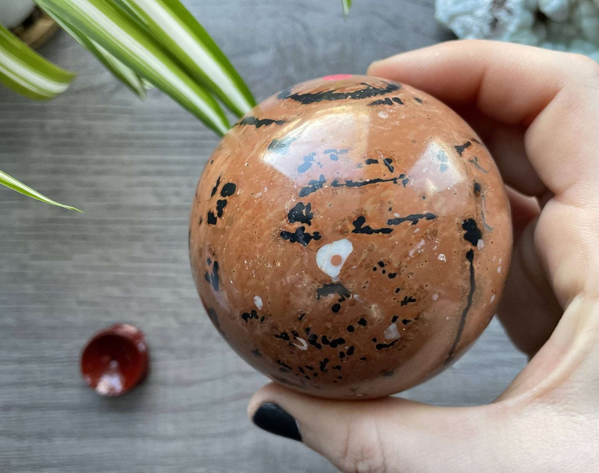 Chinese Painting Stone Sphere - 73mm (W) - The Wandering Fox Emporium, Your Crystal Store side 3
