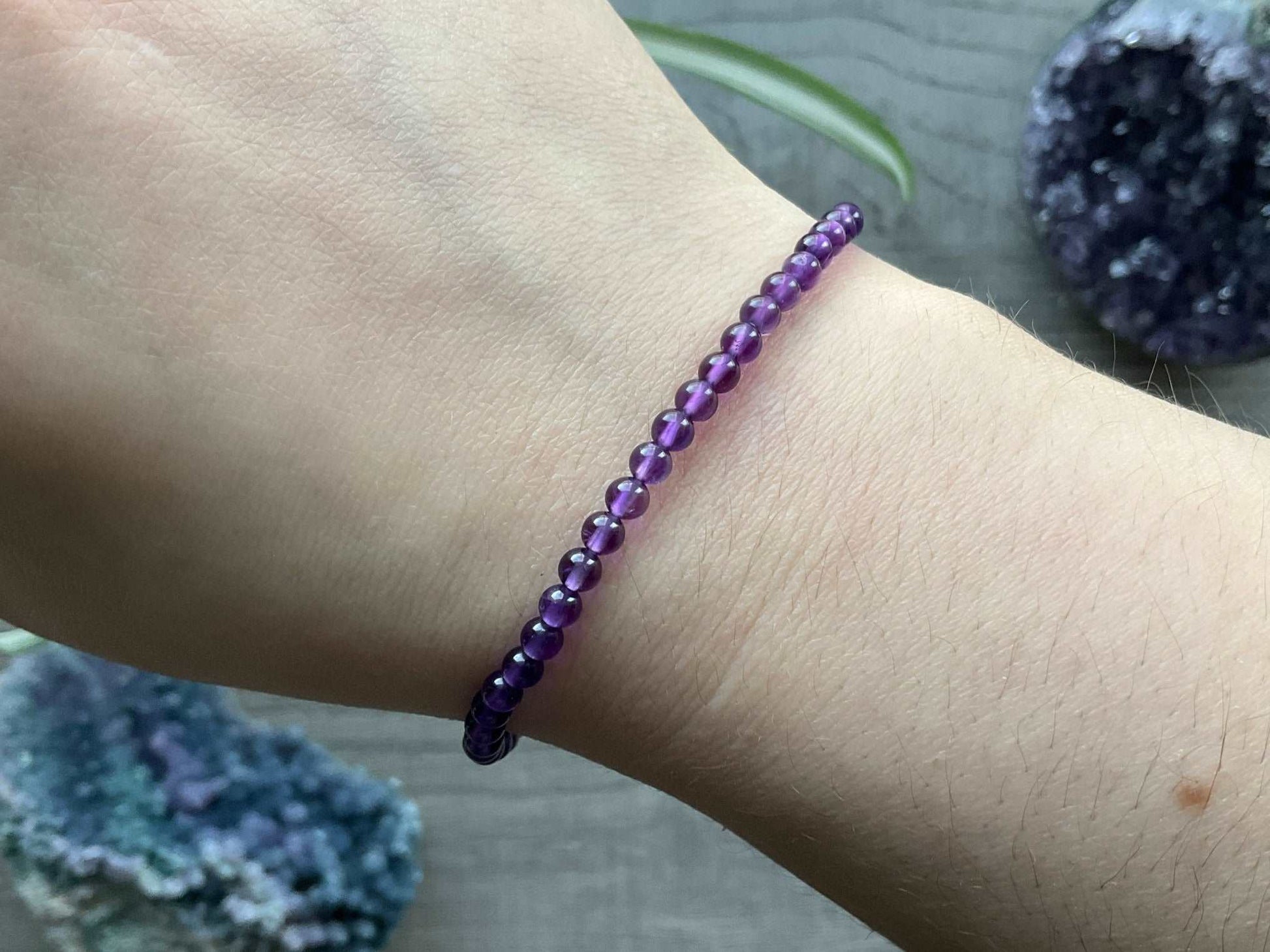 Amethyst Bracelet 3.5mm - The Wandering Fox Emporium, Your Crystal Store