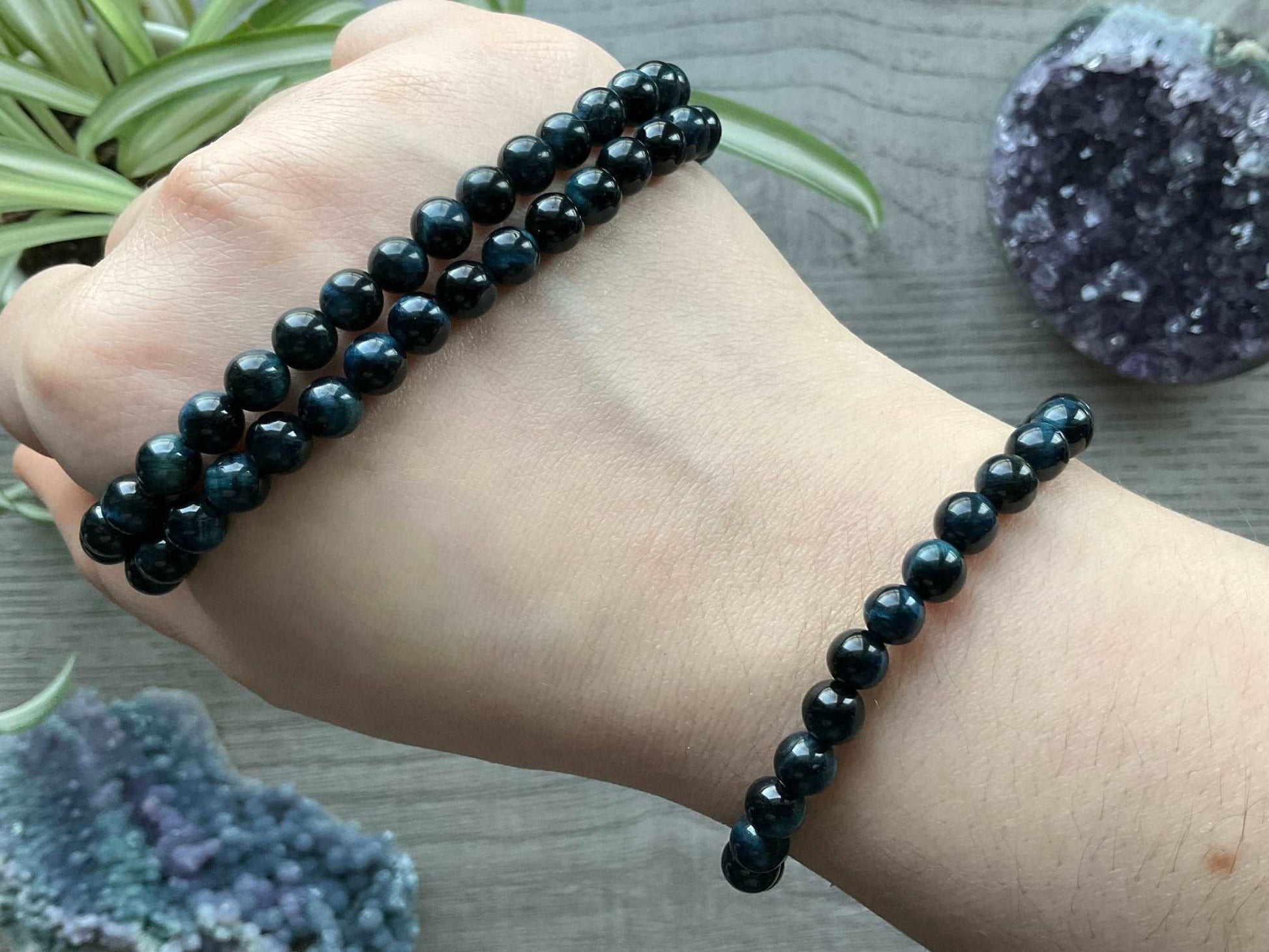 Blue Tiger's Eye Bracelet 6mm - The Wandering Fox Emporium, Your Crystal Store selection
