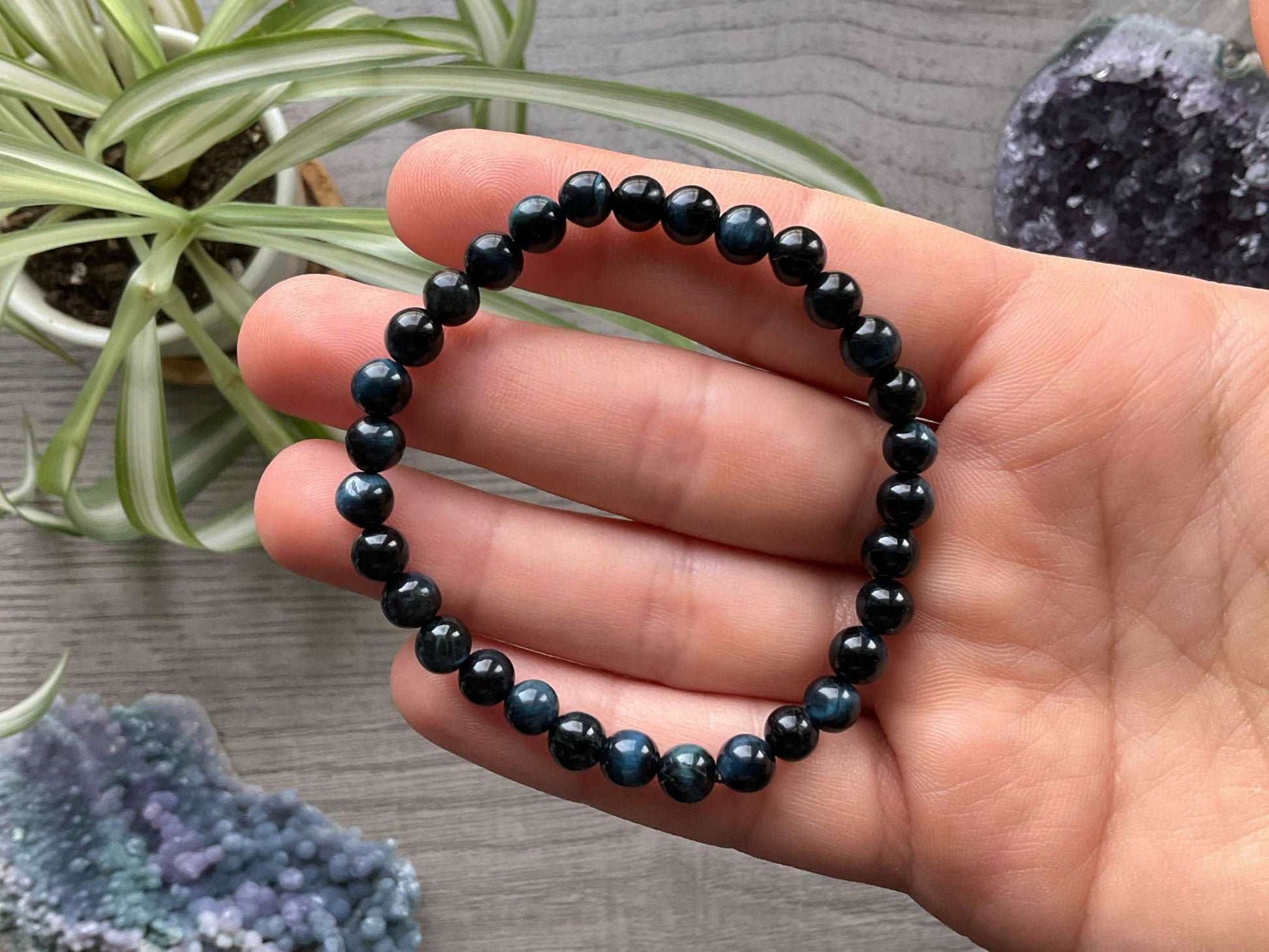 Blue Tiger's Eye Bracelet 6mm - The Wandering Fox Emporium, Your Crystal Store