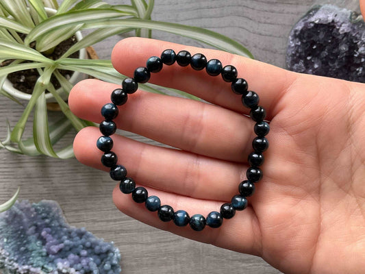 Blue Tiger's Eye Bracelet 6mm - The Wandering Fox Emporium, Your Crystal Store