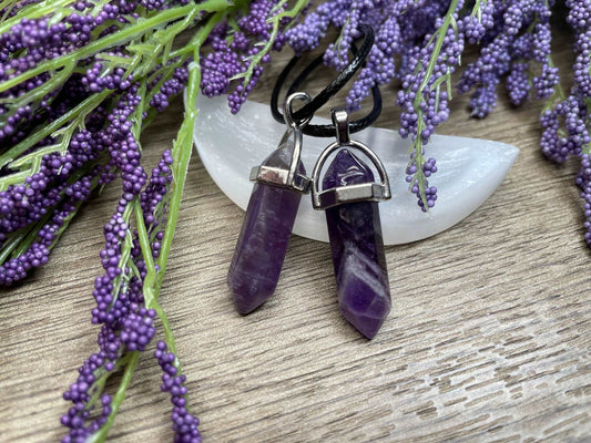 Amethyst Double-Terminated Crystal Point Necklace