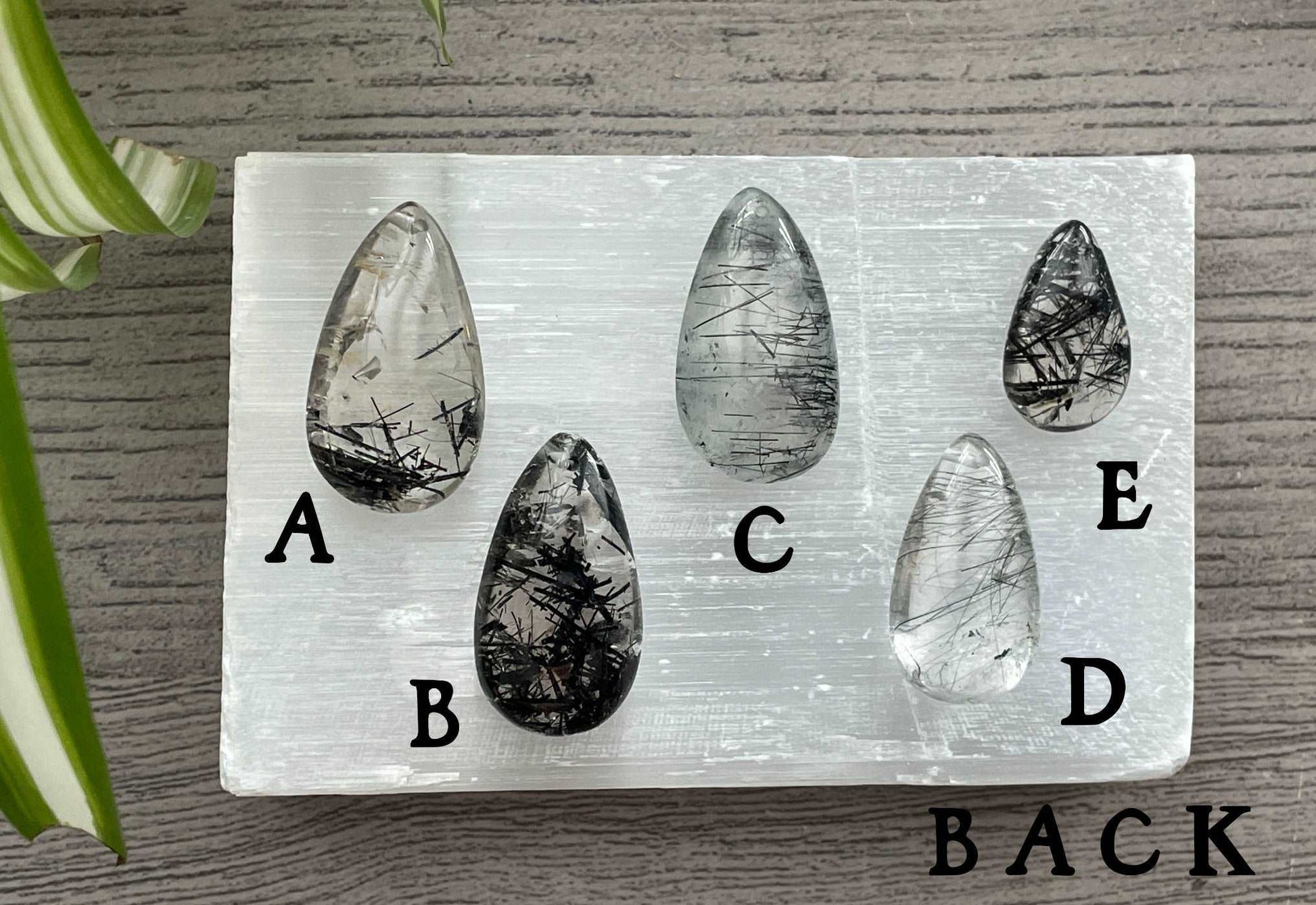 Black Tourmaline in Quartz Cabochons (pre-drilled) back