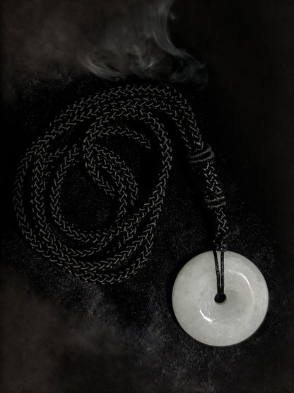 Genuine Jade Donut Macramé Necklace - The Wandering Fox Emporium, Your Crystal Store (E)