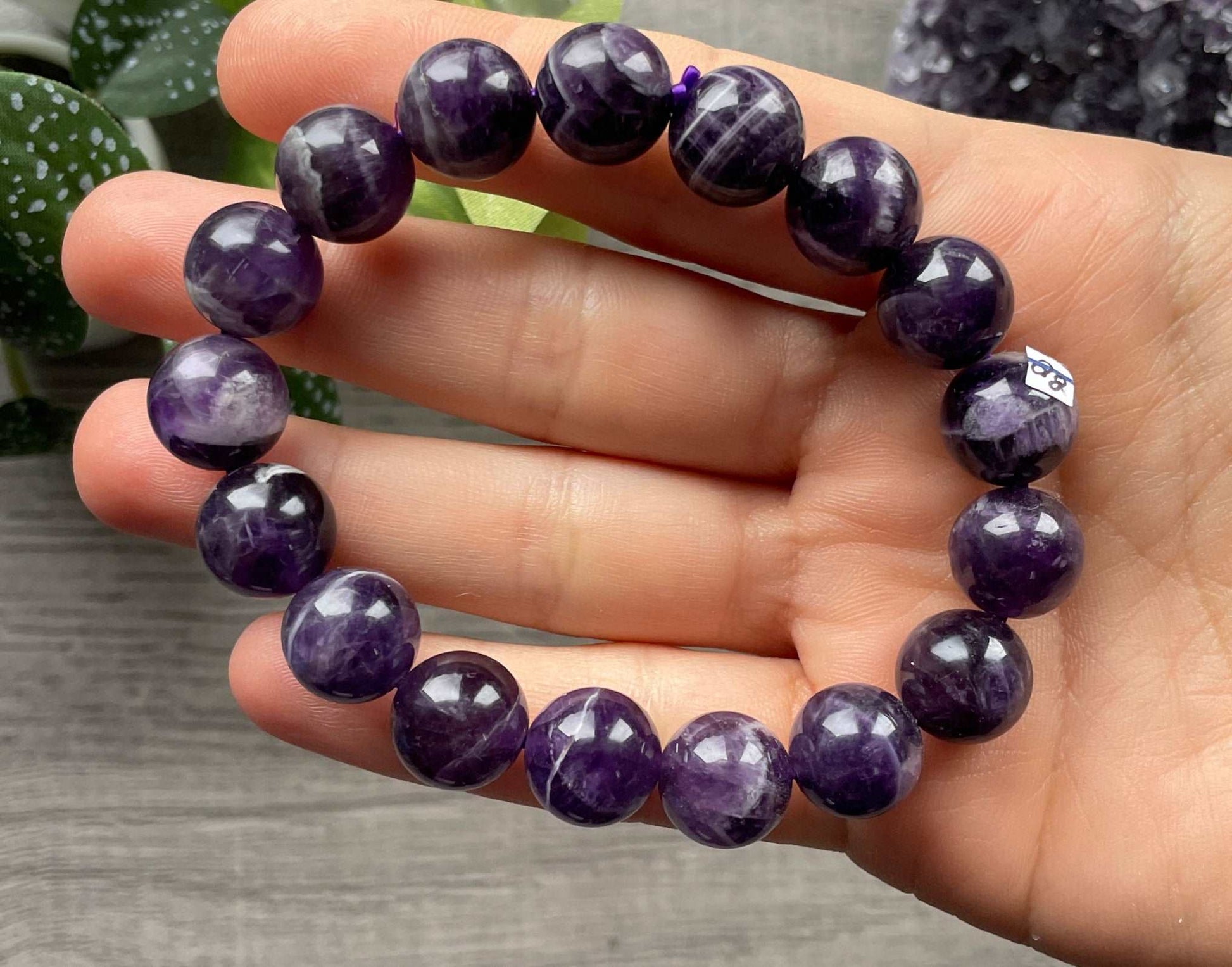 Chevron Amethyst Bracelet 12mm (Y) - The Wandering Fox Emporium, Your Crystal Store close up 2