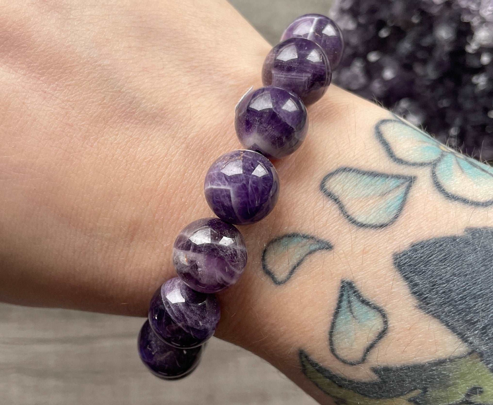 Chevron Amethyst Bracelet 12mm - The Wandering Fox Emporium, Your Crystal Store