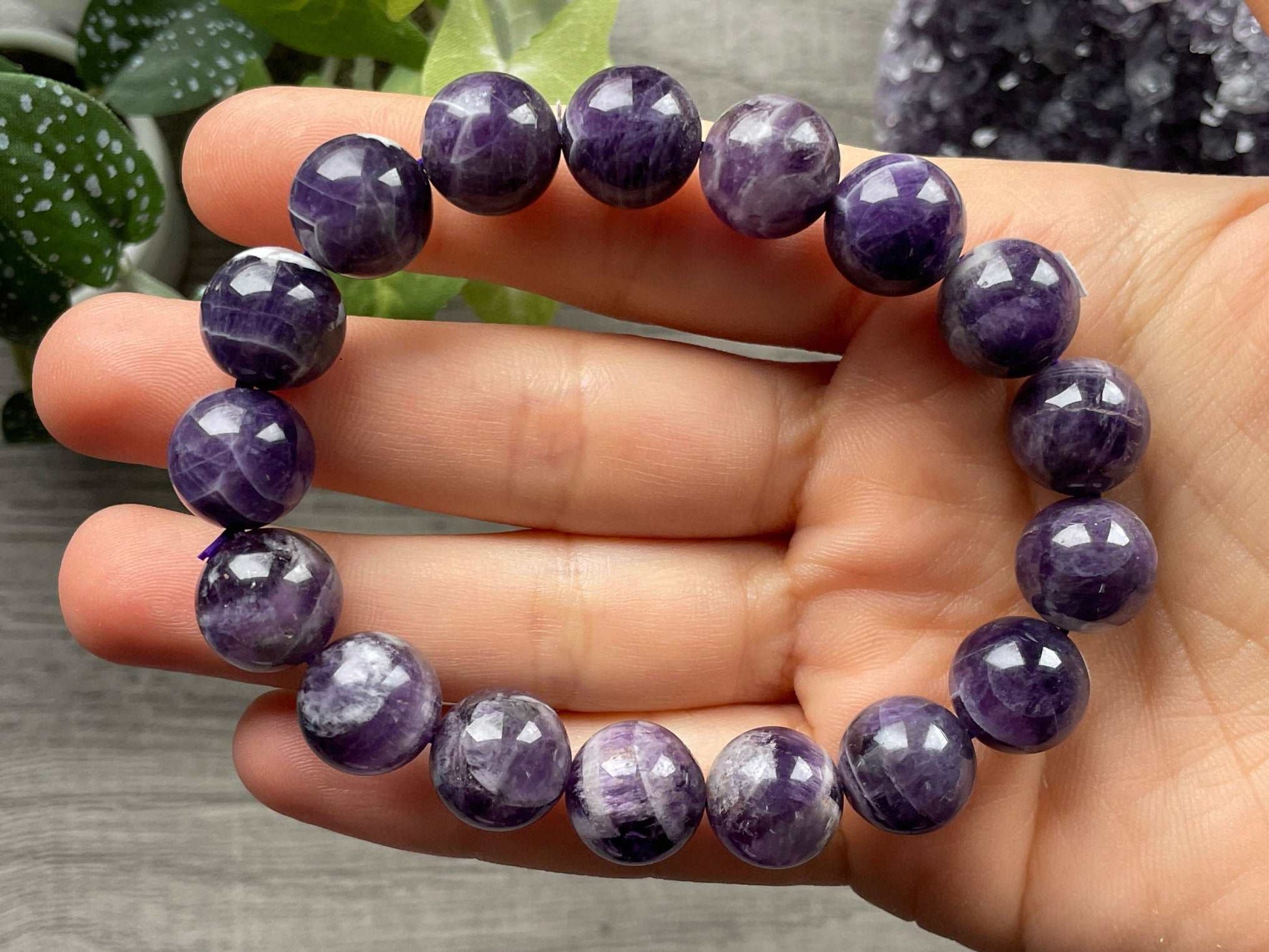 Chevron Amethyst Bracelet 12mm - The Wandering Fox Emporium, Your Crystal Store close up 2