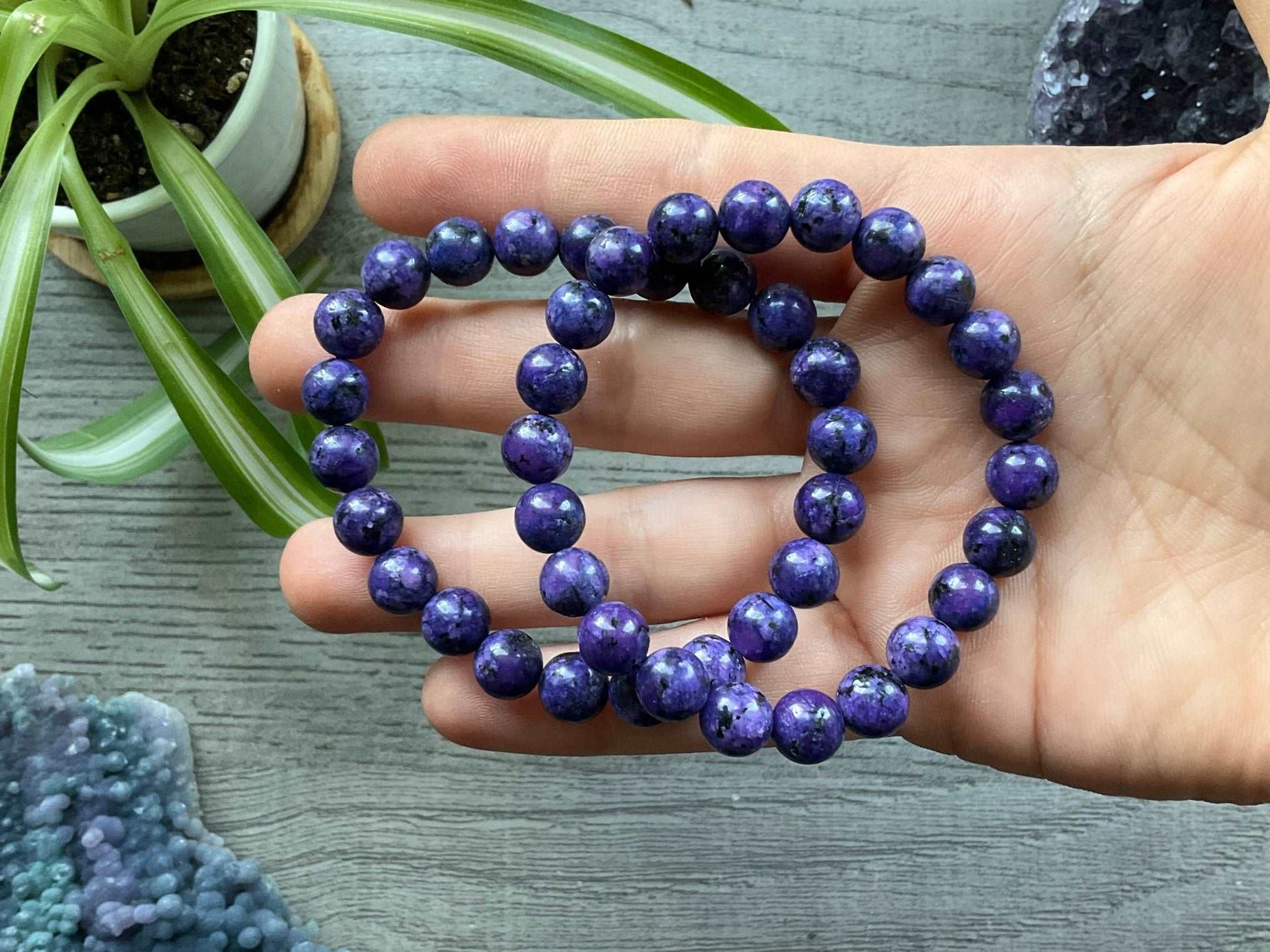 Faux Charoite Bracelet (8mm) close up