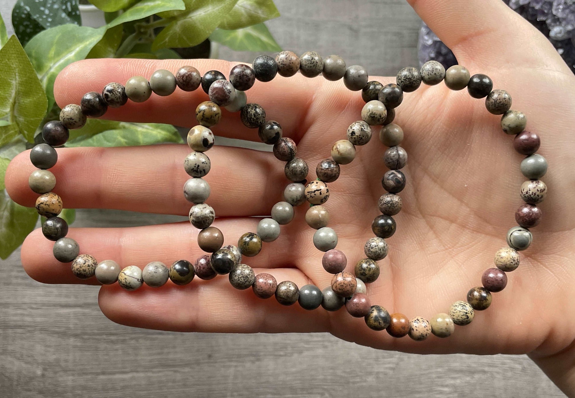 Chinese Painting Stone Bracelet (6mm) 