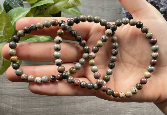 Chinese Painting Stone Bracelet (6mm) 