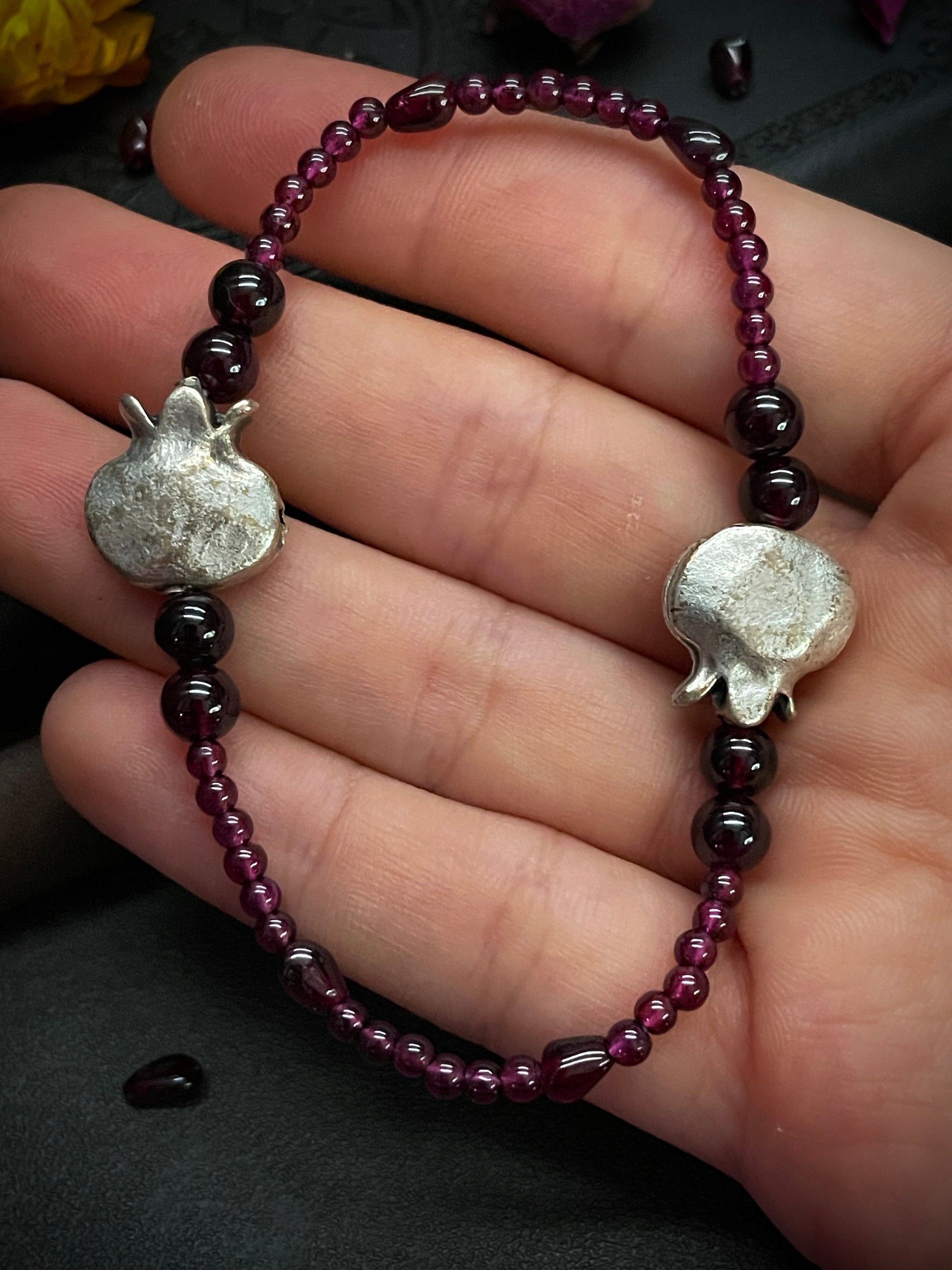 The Persephone Bracelet (Twisted Nightshade Jewellery) - The Wandering Fox Emporium, Your Crystal Store close up