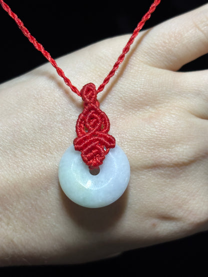 Genuine Jade Donut Macramé Necklace (Twisted Nightshade Jewellery) - The Wandering Fox Emporium, Your Crystal Store (Red)