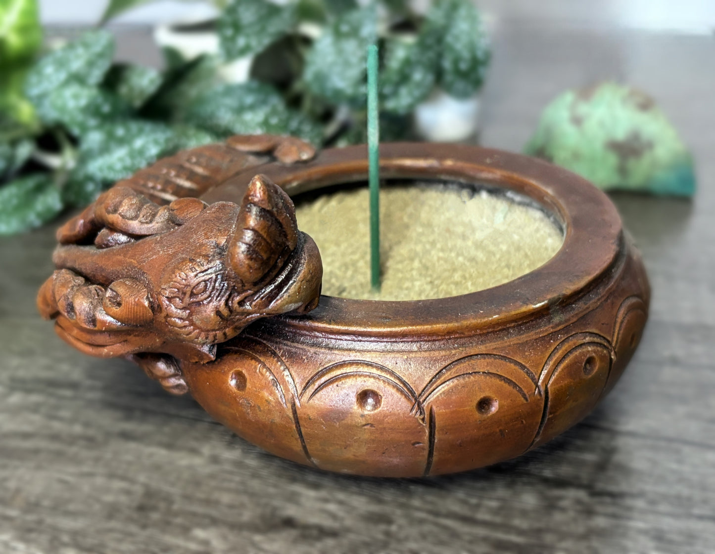 Dragon Ceramic Incense Bowl with Sand - The Wandering Fox Emporium, Your Metaphysical Store