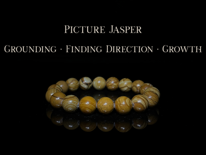 Picture Jasper Bracelet 10mm | The Wandering Fox Emporium