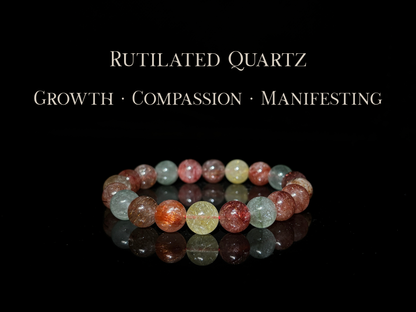 Colourful Rutilated Quartz Bracelet 10mm | The Wandering Fox Emporium