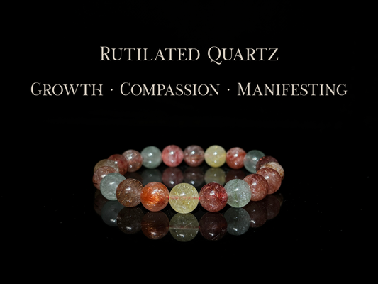Colourful Rutilated Quartz Bracelet 10mm | The Wandering Fox Emporium