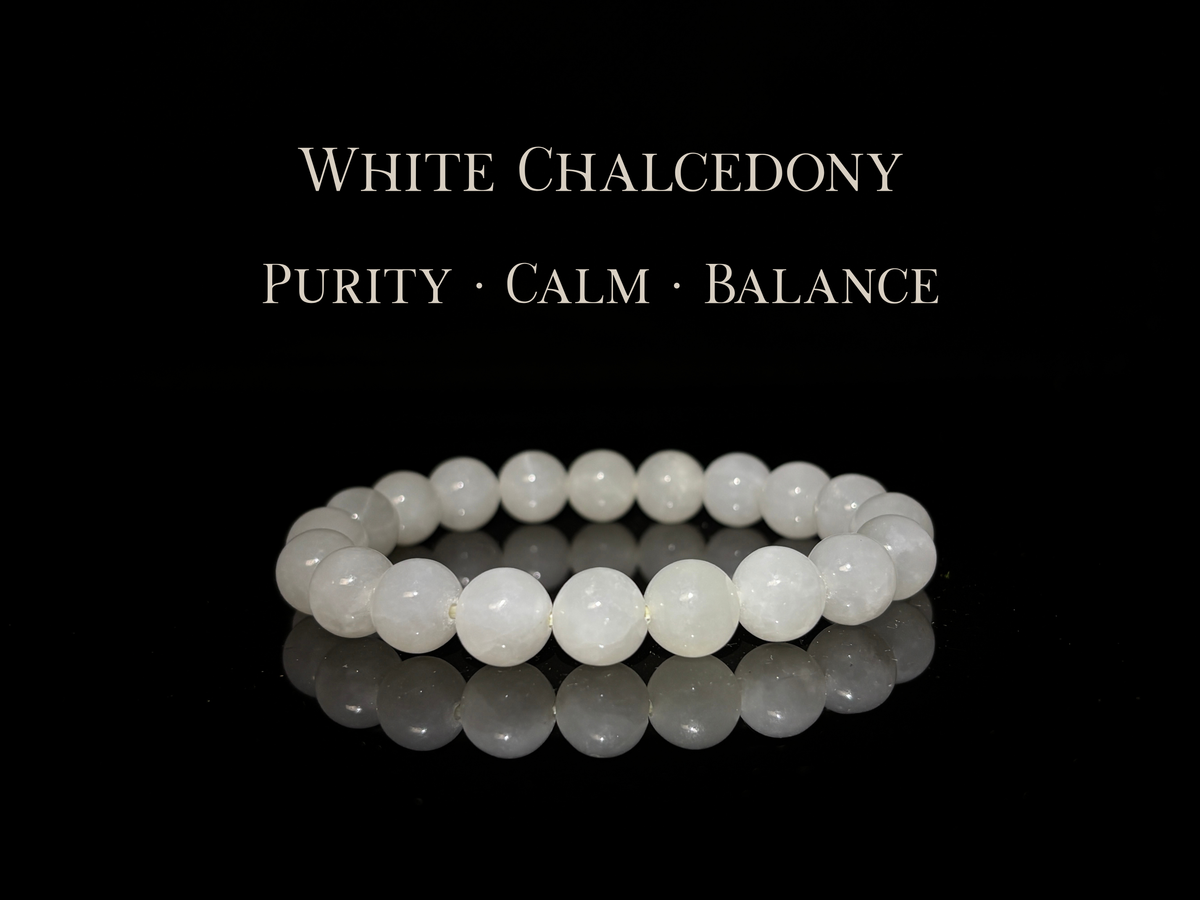 White Chalcedony Bracelet 8mm | The Wandering Fox Emporium