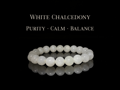 White Chalcedony Bracelet 8mm | The Wandering Fox Emporium