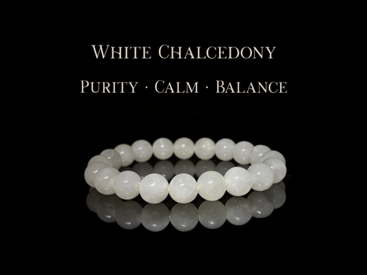 White Chalcedony Bracelet 8mm | The Wandering Fox Emporium
