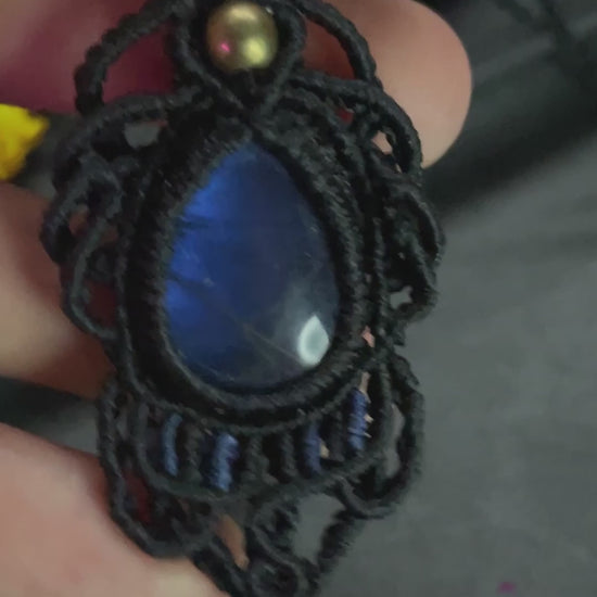 Electric Blue Labradorite Macramé Necklace (Twisted Nightshade Jewellery) - The Wandering Fox Emporium, Your Crystal Store video