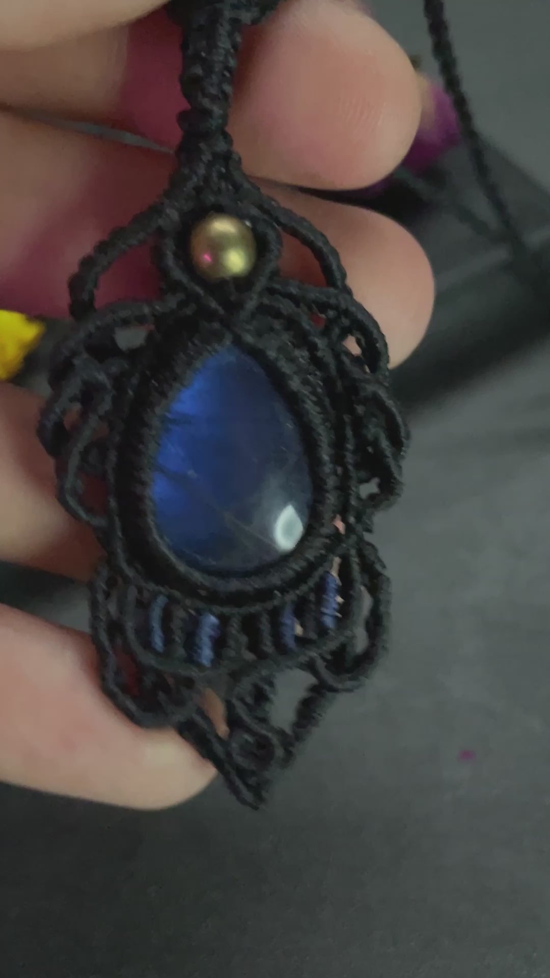 Electric Blue Labradorite Macramé Necklace (Twisted Nightshade Jewellery) - The Wandering Fox Emporium, Your Crystal Store video