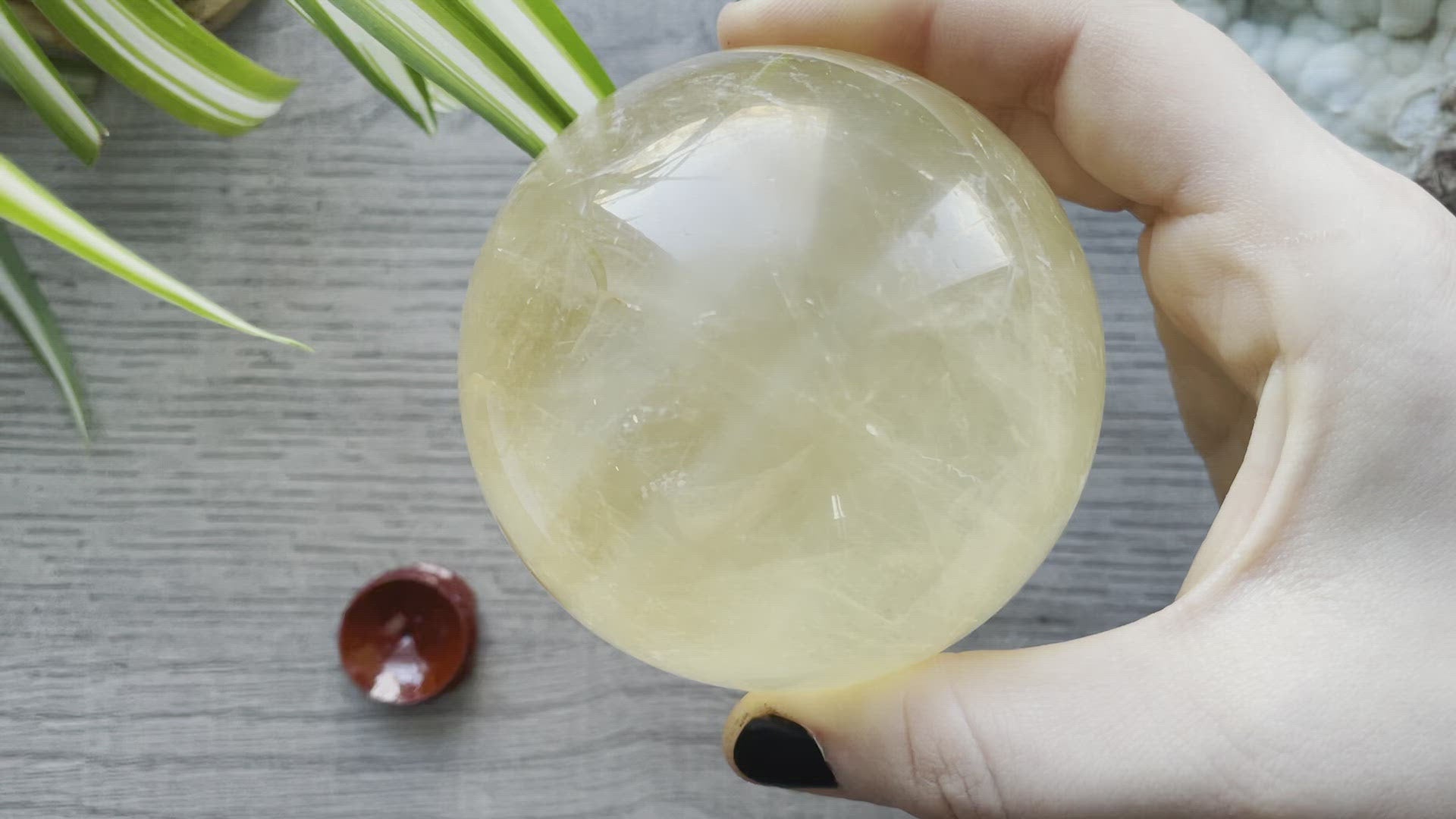 Honey Calcite Sphere - 77mm (E) - The Wandering Fox Emporium, Your Crystal Store video