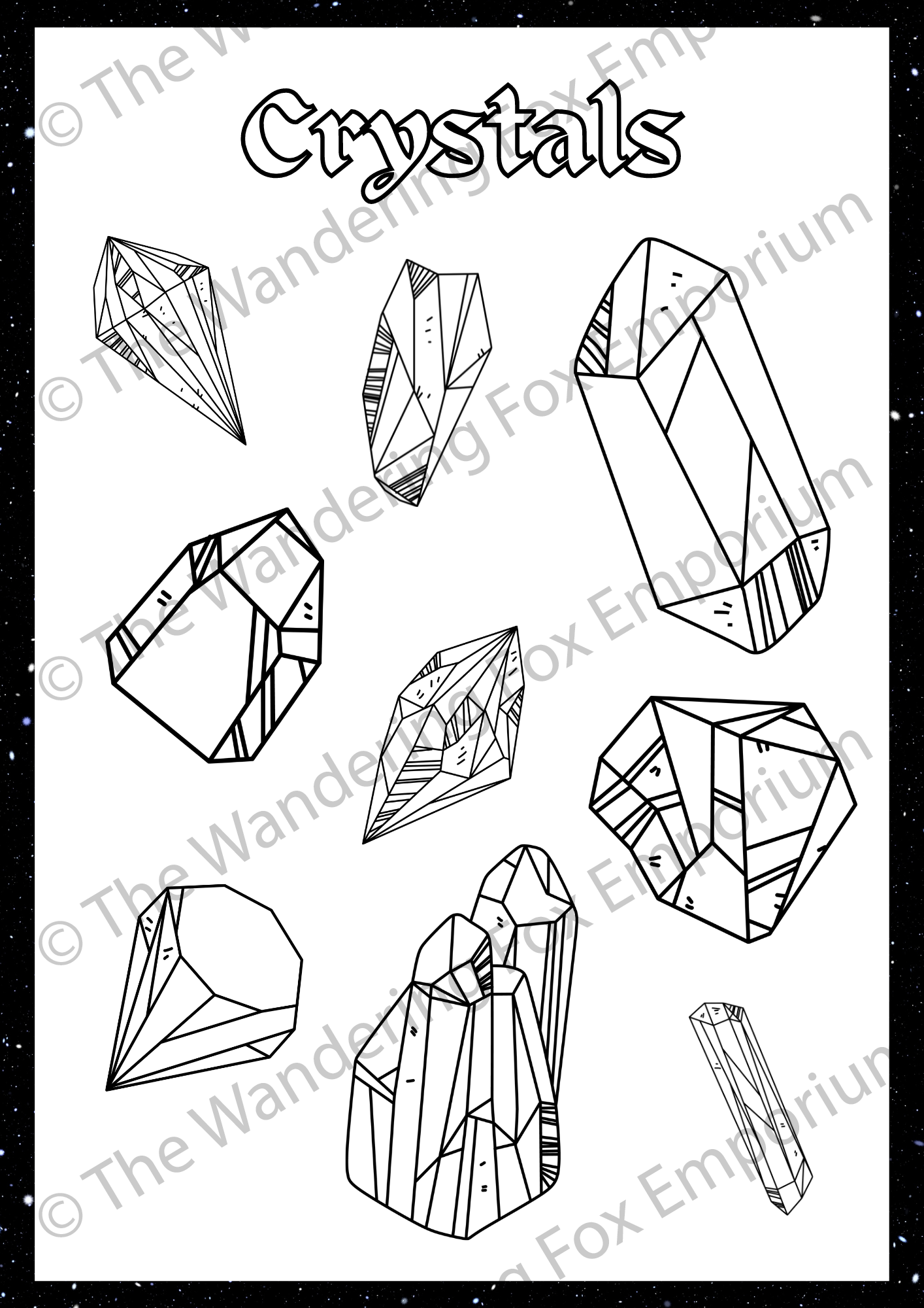 The Wandering Fox Emporium Adult Colouring Book - Digital Printable Download example page 2