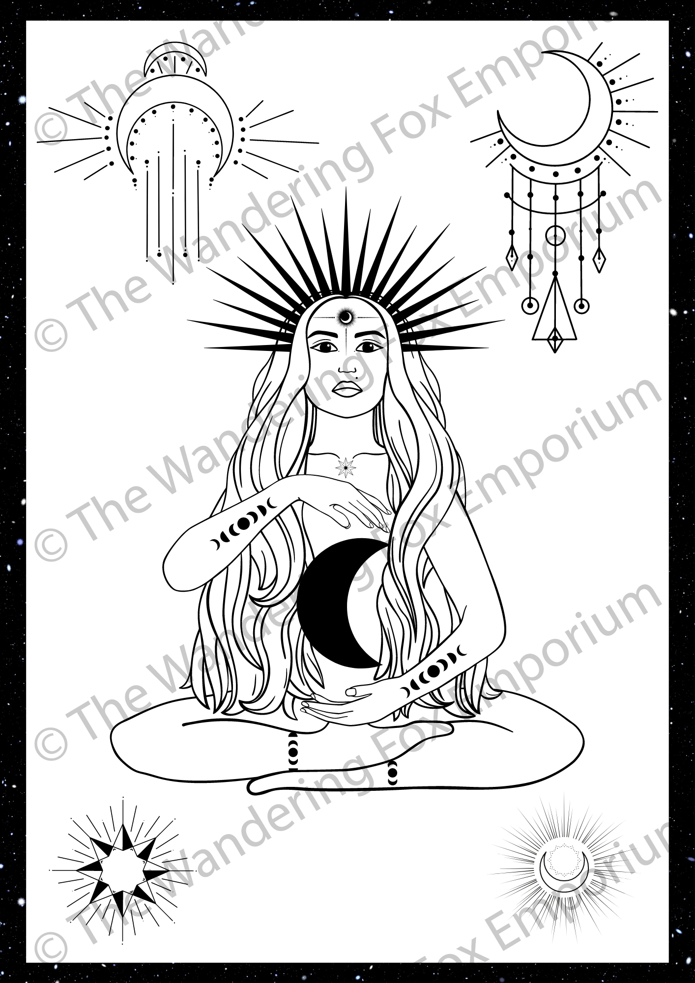 The Wandering Fox Emporium Adult Colouring Book - Digital Printable Download example page 3